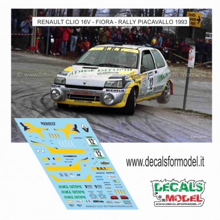 DECAL RENAULT CLIO - FIORA - RALLY PIANCAVALLO 1993