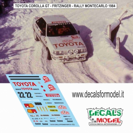 DECAL TOYOTA COROLLA GT - FRITZINGER - RALLY MONTECARLO 1984