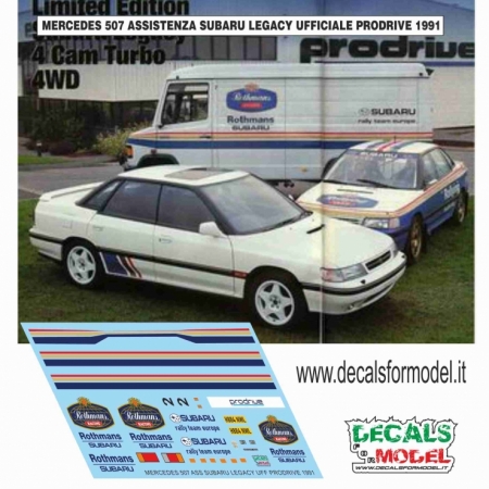 DECAL MERCEDES 507D VAN SEFVICE ASSISTENZA SUBARU LEGACY ROTHMANS MC RAE - UFFICIALE PRODRIVE 1991