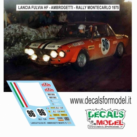 DECAL LANCIA FULVIA HF - AMBROGETTI - RALLY MONTECARLO 1975