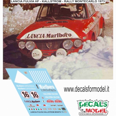 DECAL LANCIA FULVIA HF - KALLSTROM - RALLY MONTECARLO 1973