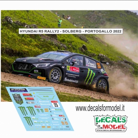 DECAL HYUNDAI I20 R5 RALLY 2 - SOLBERG - RALLY PORTOGALLO 2022