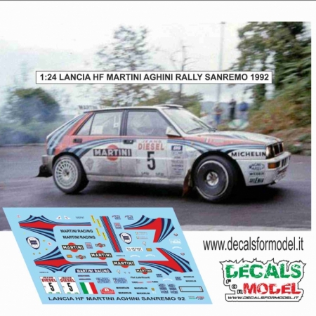 DECAL 1:24 LANCIA DELTA HF - MARTINI - AGHINI - RALLY SANREMO 1992