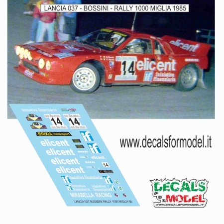 DECAL 1:24 LANCIA 037 BOSSINI - RALLY 1000 MIGLIA 1985