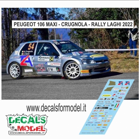 DECAL 1:43 PEUGEOT 106 MAXI - CRUGNOLA - RALLY LAGHI 2022