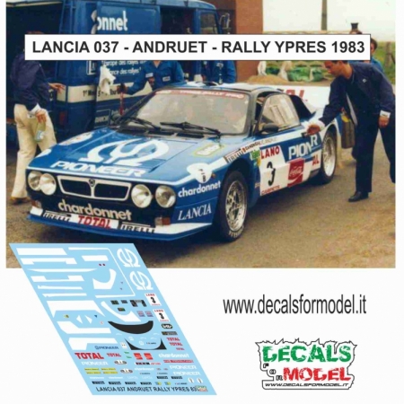 DECAL 1:43 LANCIA 037 - PIONEER - ANDRUET - RALLY YPRES 1983