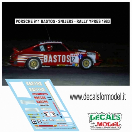 DECAL 1:43 PORSCHE 911 BASTOS - SNIJERS - RALLY YPRES 1983