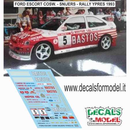 DECAL 1:43 FORD ESCORT COSW - BASTOS - SNIJERS - RALLY YPRES 1993