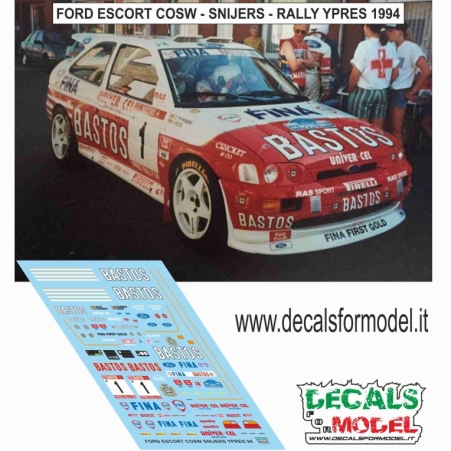 DECAL 1:43 FORD ESCORT COSW - BASTOS - SNIJERS - RALLY YPRES 1994