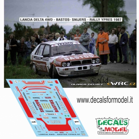 DECAL 1:43 LANCIA DELTA 4WD - BASTOS - SNIJERS - RALLY YPRES 1987