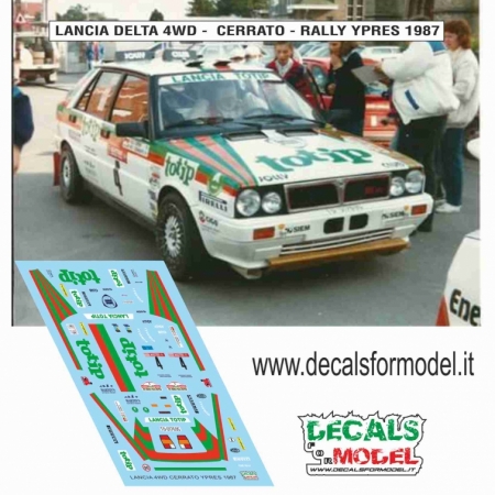 DECAL 1:43 LANCIA DELTA 4WD - TOTIP - CERRATO - RALLY YPRES 1987