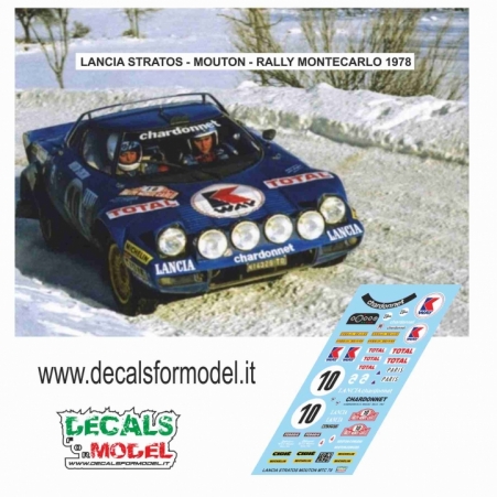 DECAL 1:43 LANCIA STRATOS - MOUTON - RALLY MONTECARLO 1978