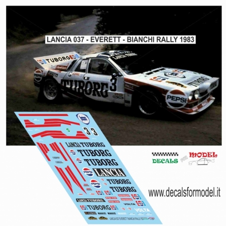 KIT 1:43 LANCIA 037 - TUBORG - EVERETT - BLANCHI RALLY  1983