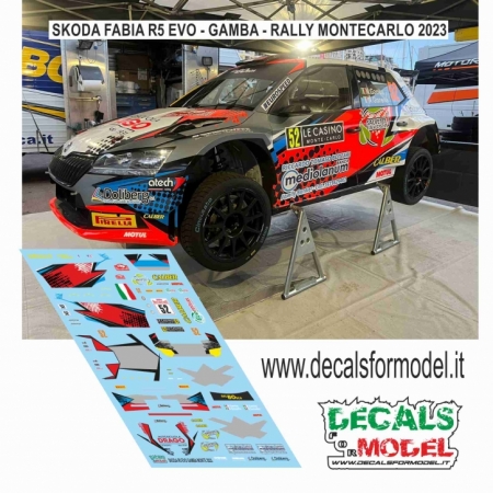 DECAL 1:43 SKODA FABIA R5 EVO - GAMBA - RALLY MONTECARLO 2023