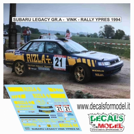 DECAL 1:43 SUBARU LEGACY GR.A - RIZLA - VINK - RALLY YPRES 1994