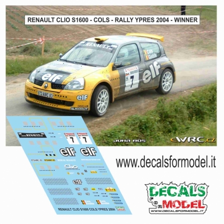 DECAL 1:43 RENAULT CLIO S1600 - COLS - RALLY YPRES 2004 - WINNER