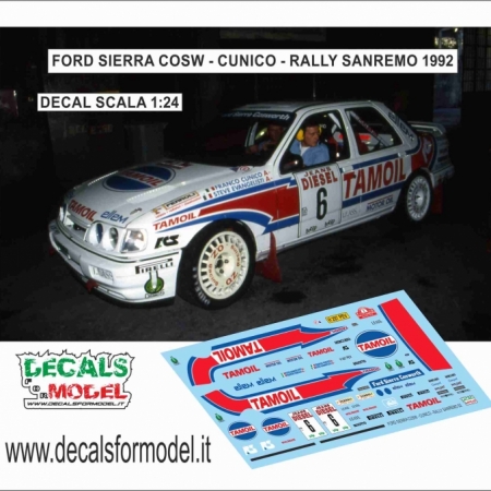 DECALS 1:24 FORD SIERRA COSW - CUNICO - RALLY SANREMO 1992