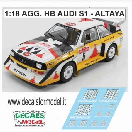 DECALS 1:18 AGGIUNTIVI HB - AUDI S1 - ROHRL - RALLY SANREMO 1986 - ALTAYA