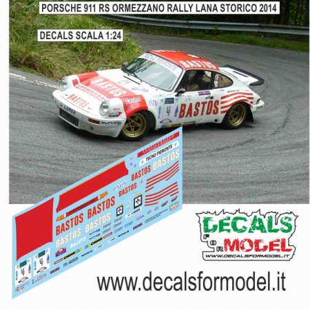 DECALS 1:24 PORSCHE 911 RSR - BASTOS - ORMEZZANO - RALLY LANA STORICO 2014