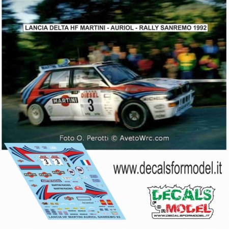 DECALS 1:43 LANCIA DELTA HF - AURIOL - RALLY SANREMO 1992