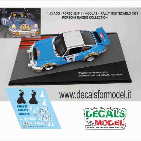 DECALS 1:43 PORSCHE 911 CARRERA - NICOLAS - RALLY MONTECARLO 1978 - AGGIUNTIVO SPONSOR