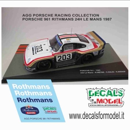 DECAL AGGIUNTIVO 1:43 PORSCHE 961 ROTHMANS LE MANS 1987 - PORSCHE RACING COLLECTION