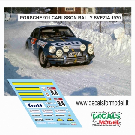 DECAL 1:43 PORSCHE 911 - CARLSSON - RALLY SVEZIA 1970