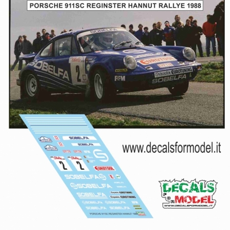 DECAL 1:43 PORSCHE 911 - REGINSTER - HANNUT RALLY 1988