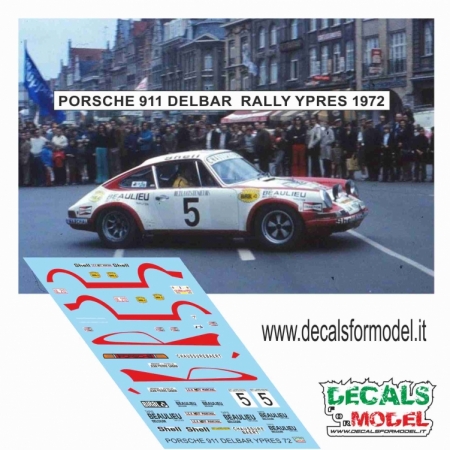 DECAL 1:43 PORSCHE 911 - DELBAR - RALLY YPRES 1972