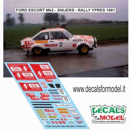 DECAL 1:43 FORD ESCORT MK2 - SNIJERS - RALLY YPRES 1981