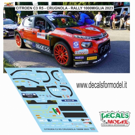 DECAL 1:43 CITROEN C3 R5 - CRUGNOLA - RALLY 1000 MIGLIA 2023