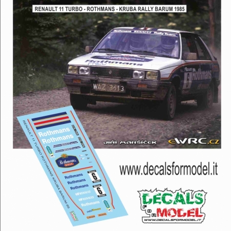 DECAL 1:43 RENAULT 11 TURBO - ROTHMANS - KRUBA - RALLY BARUM 1985