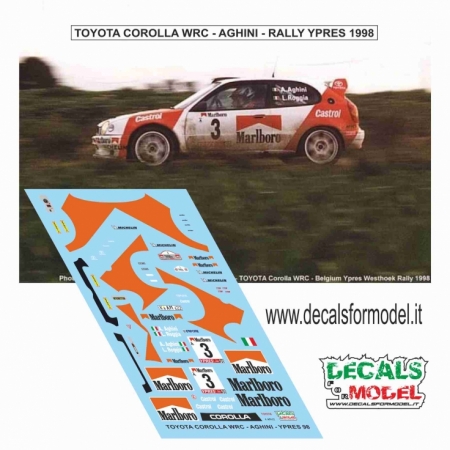 DECAL 1:43 TOYOTA COROLLA WRC - MARLBORO - AGHINI - RALLY YPRES 1998