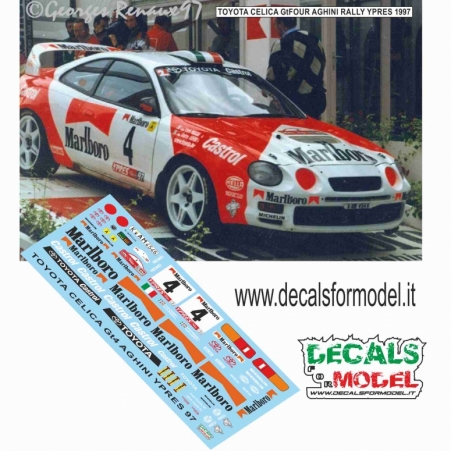 DECAL 1:43 TOTOTA CELICA GTFOUR MARLBORO - AGHINI - RALLY YPRES 1997