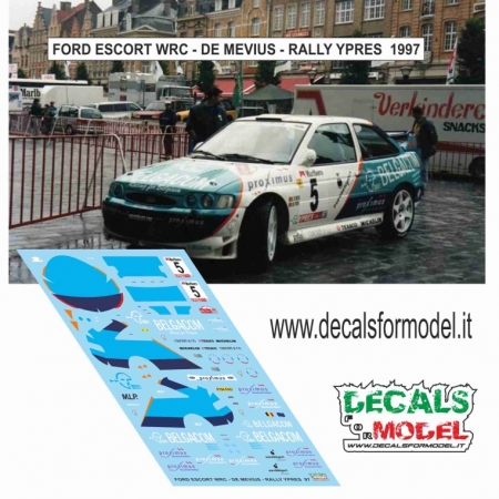 DECAL 1:43 FORD ESCORT WRC - BELGACOM - DE MEVIUS - RALLY YPRES 1997