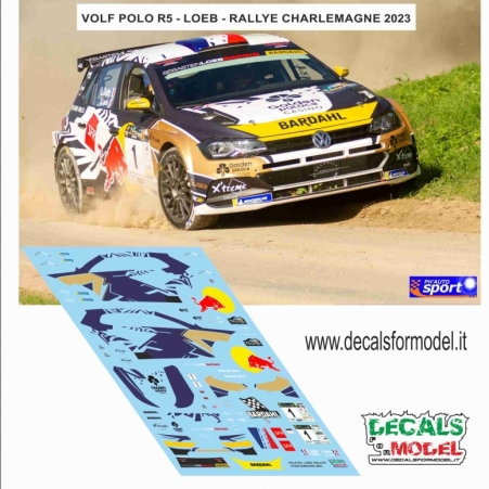 DECAL 1:43 VOLKSWAGEN POLO R5 - LOEB - GODEY - RALLYE CHARLEMAGNE 2023