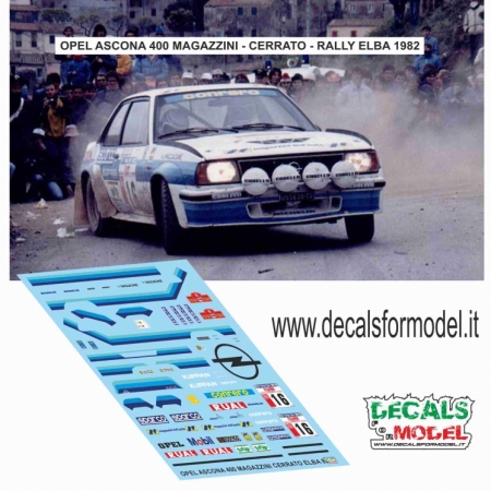 DECAL 1:43 OPEL ASCONA 400 - MAGAZZINI AUTO - CERRATO - RALLY ELBA 1982