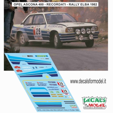 DECAL 1:43 OPEL ASCONA 400 CONRERO - RECORDATI - RALLY ELBA 1982