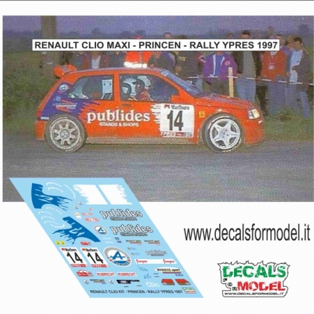 DECAL 1:43 RENAULT CLIO MAXI - PRINCEN - RALLY YPRES 1997