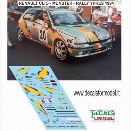 DECALS 1:43 RENAULT CLIO - MUNSTER - RALLY YPRES 1994