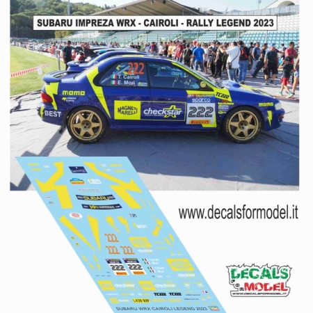 DECALS 1:43 SUBARU IMPREZA WRX - CAIROLI - RALLY LEGEND 2023 WINNER