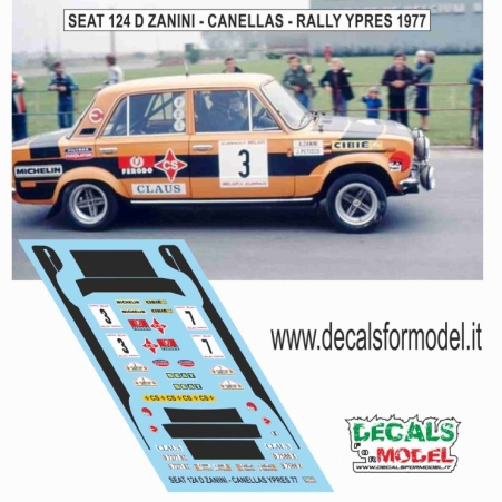 DECAL 1:43 SEAT 124D - ZANINI - CANELLAS - RALLY YPRES 1977