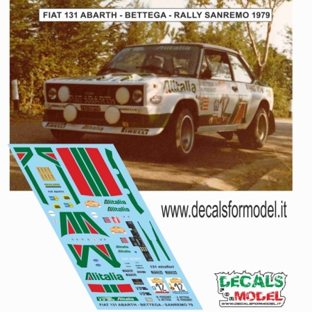 DECAL 1:43 FIAT 131 ABARTH - ALITALIA - BETTEGA - RALLY SANREMO 1979