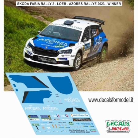 KIT 1:43 SKODA FABIA RS RALLY 2 LOEB RALLY AZORES 2023