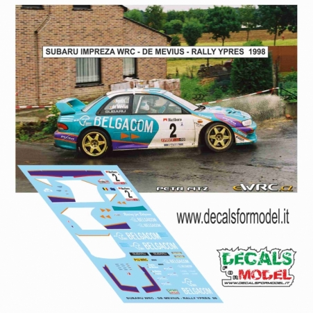 DECALS 1:43 SUBARU IMPREZA WRC - BELGACOM - DE MEVIUS - RALLY YPRES 1998