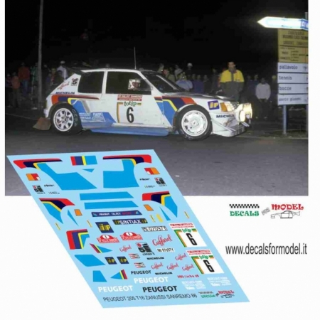 1:18 DECAL PEUGEOT 205 T16 - ZANUSSI - RALLY SANREMO 1986