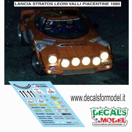 1:24 DECAL LANCIA STRATOS - LEONI - RALLY VALLI PIACENTINE 1980