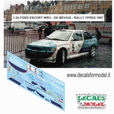 1:24 DECALS FORD ESCORT WRC - BELGACOM - DE MEVIUS - RALLY YPRES 1997
