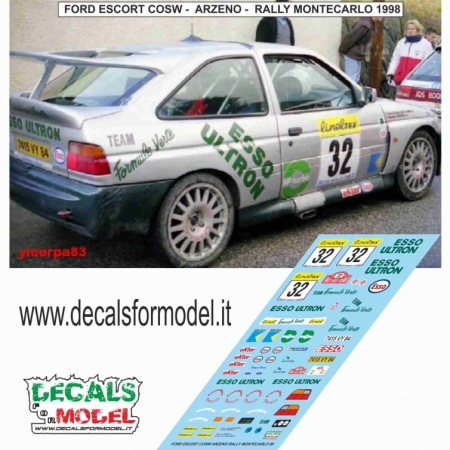 DECAL 1:43 FORD ESCORT COSWORTH - ARZENO - RALLY MONTECARLO 1998