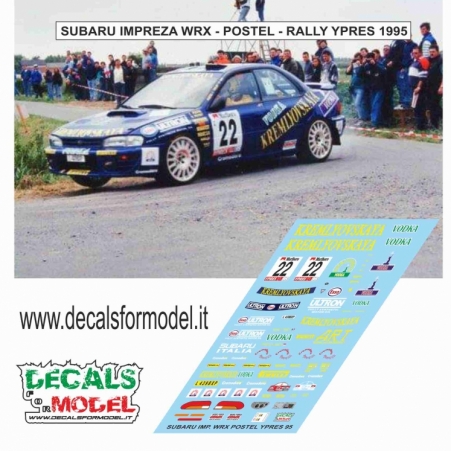 1:43 DECAL SUBARU IMPREZA WRX - POSTEL - RALLY YPRES 1995